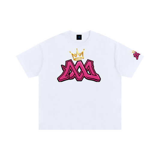 Mary Mack MMCrown Pink Logo Oversized Cotton T-Shirt