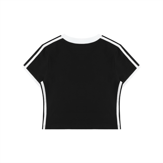 Women's Retro Binding V-Neck Crop T-Shirt