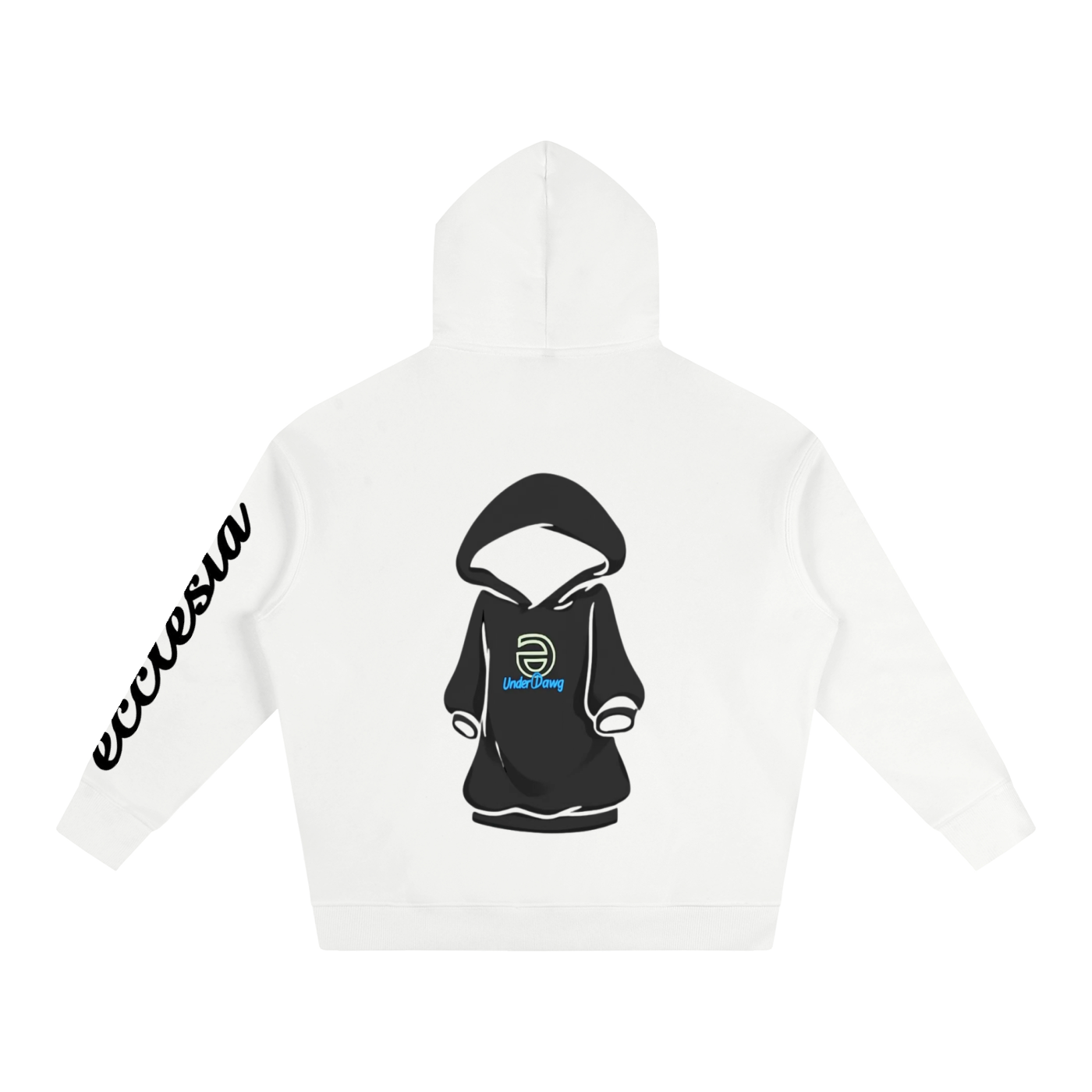 ECL/No Face White Oversize Fleeced Hoodie