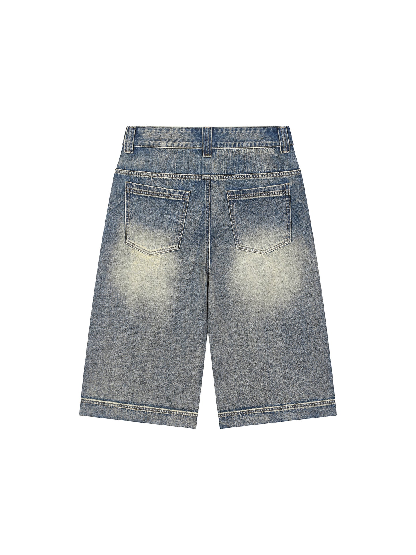 Vintage Wash Baggy Denim Shorts w/ Red Logo