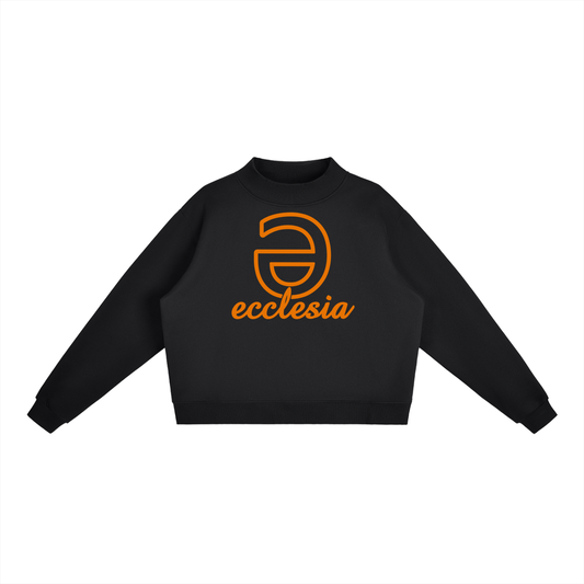 Womens Fleece Mock-Neck Crew Sweatshirt