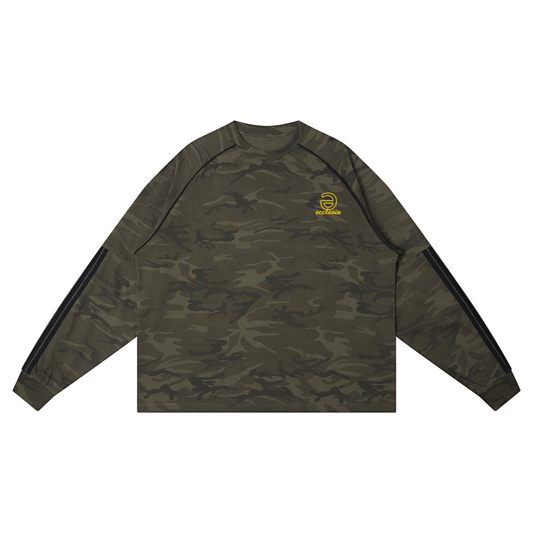 Unisex Camo Loose Long Sleeve Black w/Yellow T-Shirt Set3