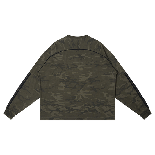 Unisex Camo Loose Long Sleeve Black w/Yellow T-Shirt Set3