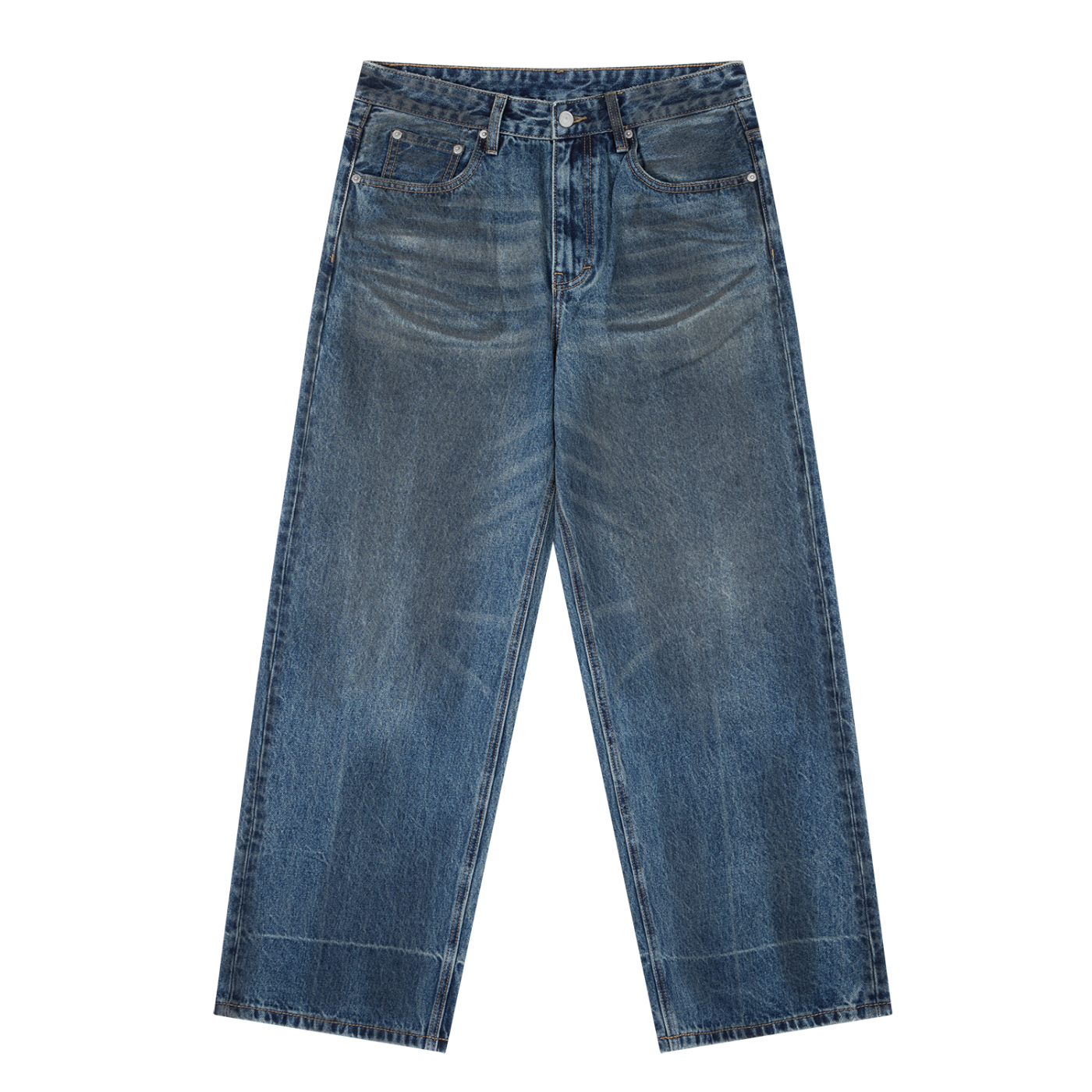 Men Vintage Wash Baggy Denim Jeans