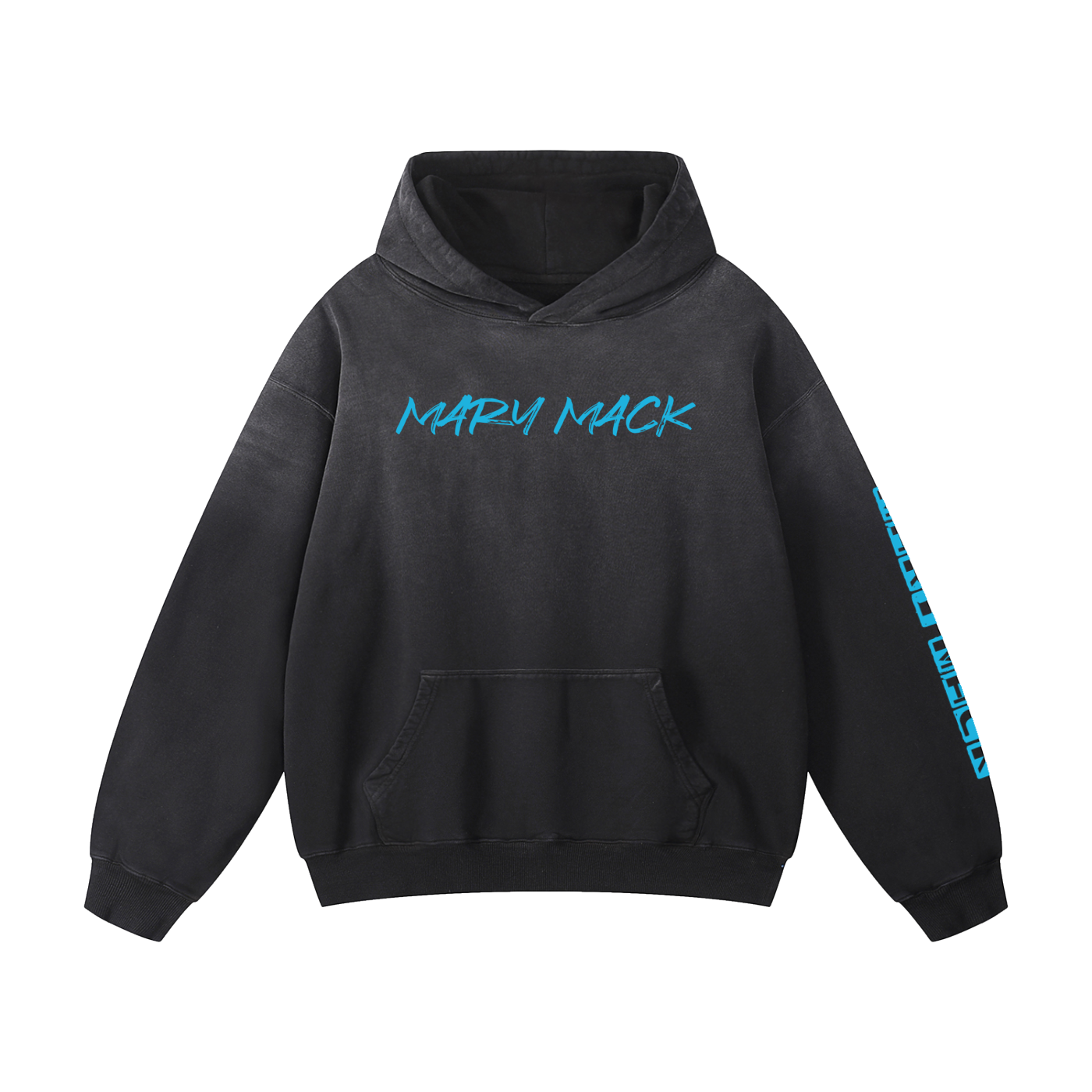 Mary Mack Sharks Black/Blue Heavyweight Sunfade Oversized Hoodie