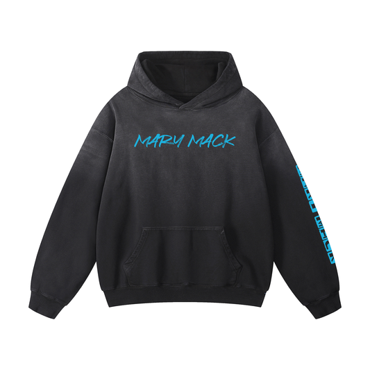 Mary Mack Sharks Black/Blue Heavyweight Sunfade Oversized Hoodie