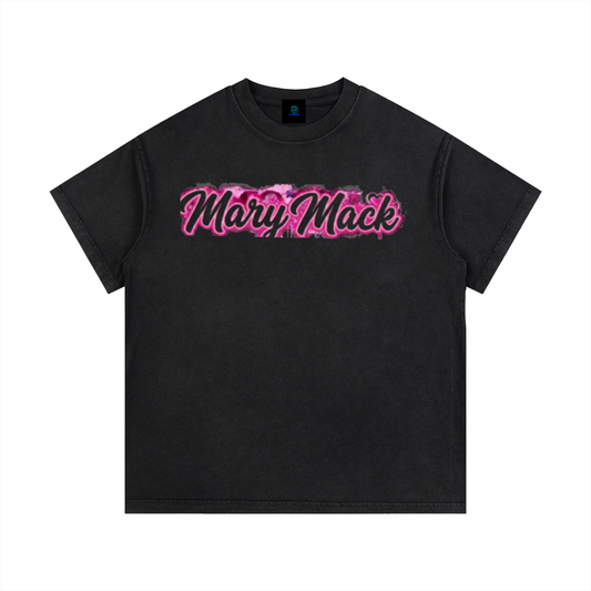 Mary. Mack Pnk Script Vintage Wash Cotton T-Shirt