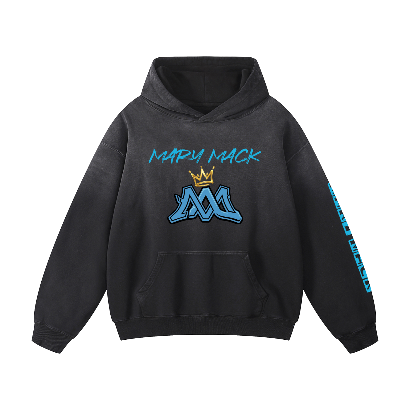 Mary Mack Sharks Black w/BlueCrown Heavyweight Sunfade Oversized Hoodie