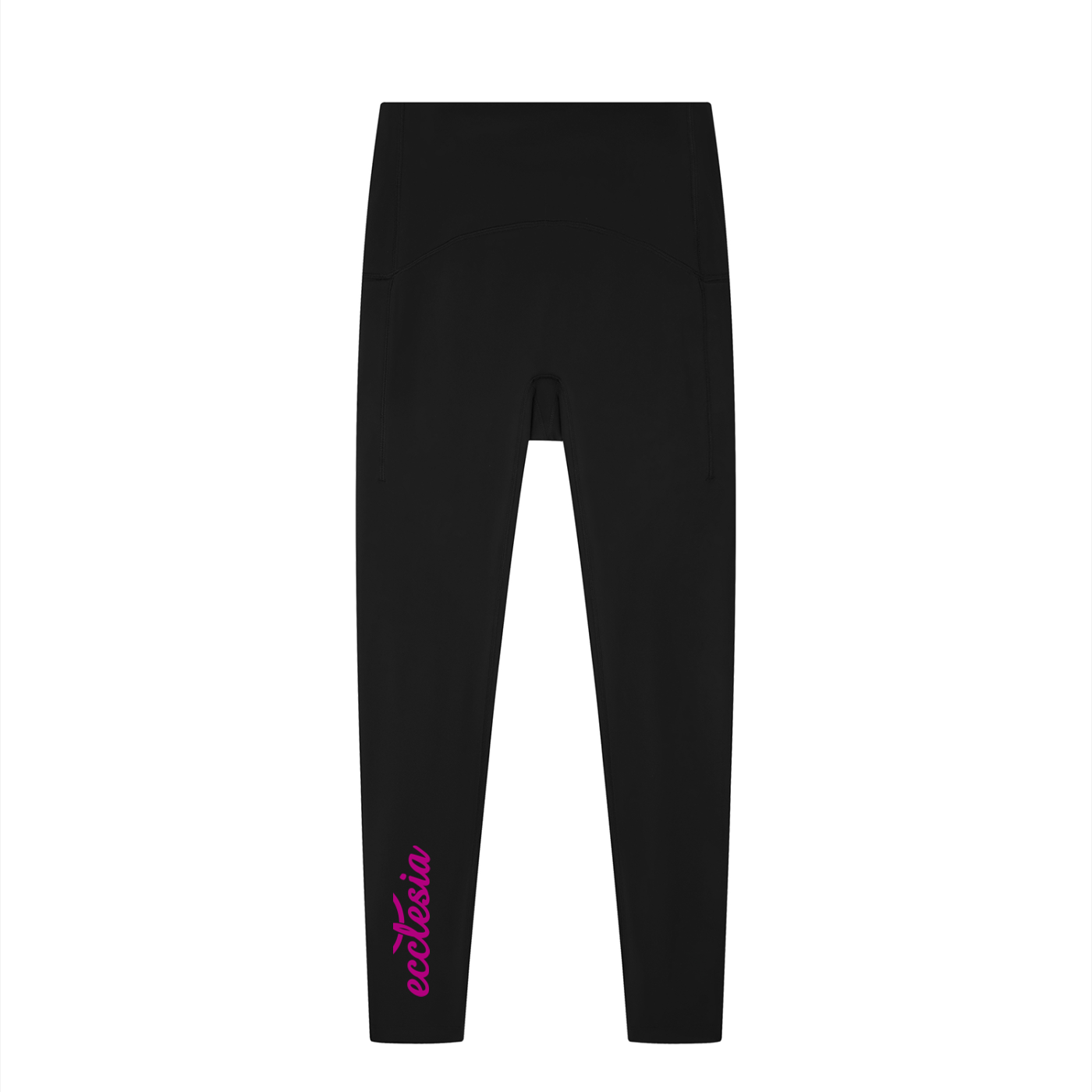 Women's High-Rise Ankle-Length Leggings Blk w/Pink Logo