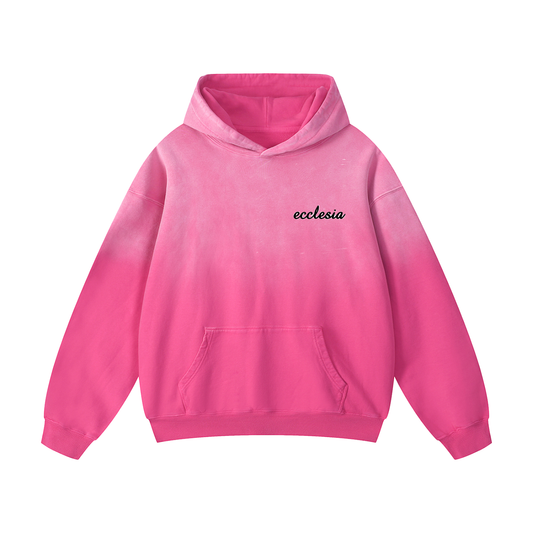 Ecclesia Pink. Heavyweight Sunfade Oversized Hoodie