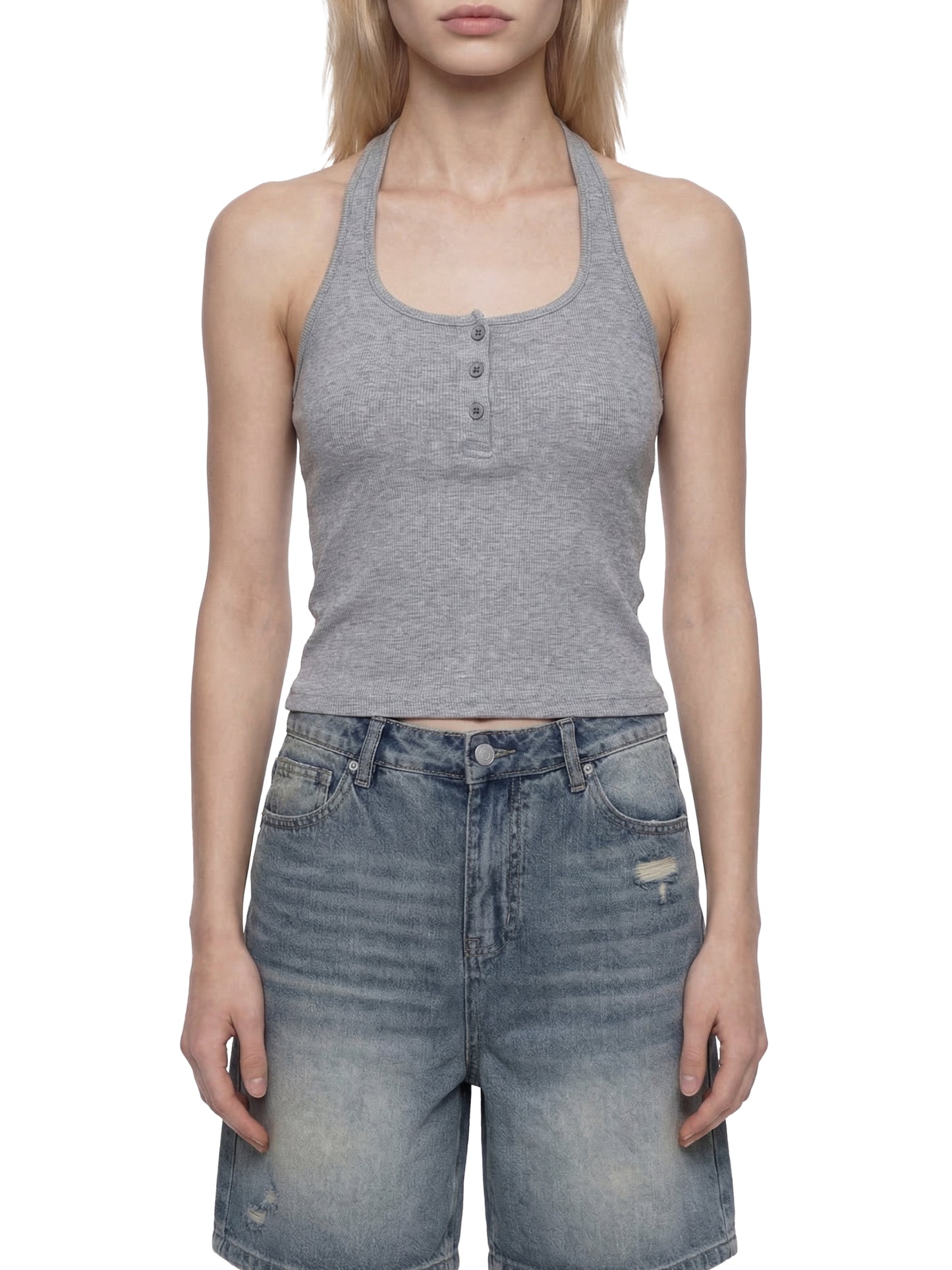 Mary Mack Women's Ribbed Henley Tank Top