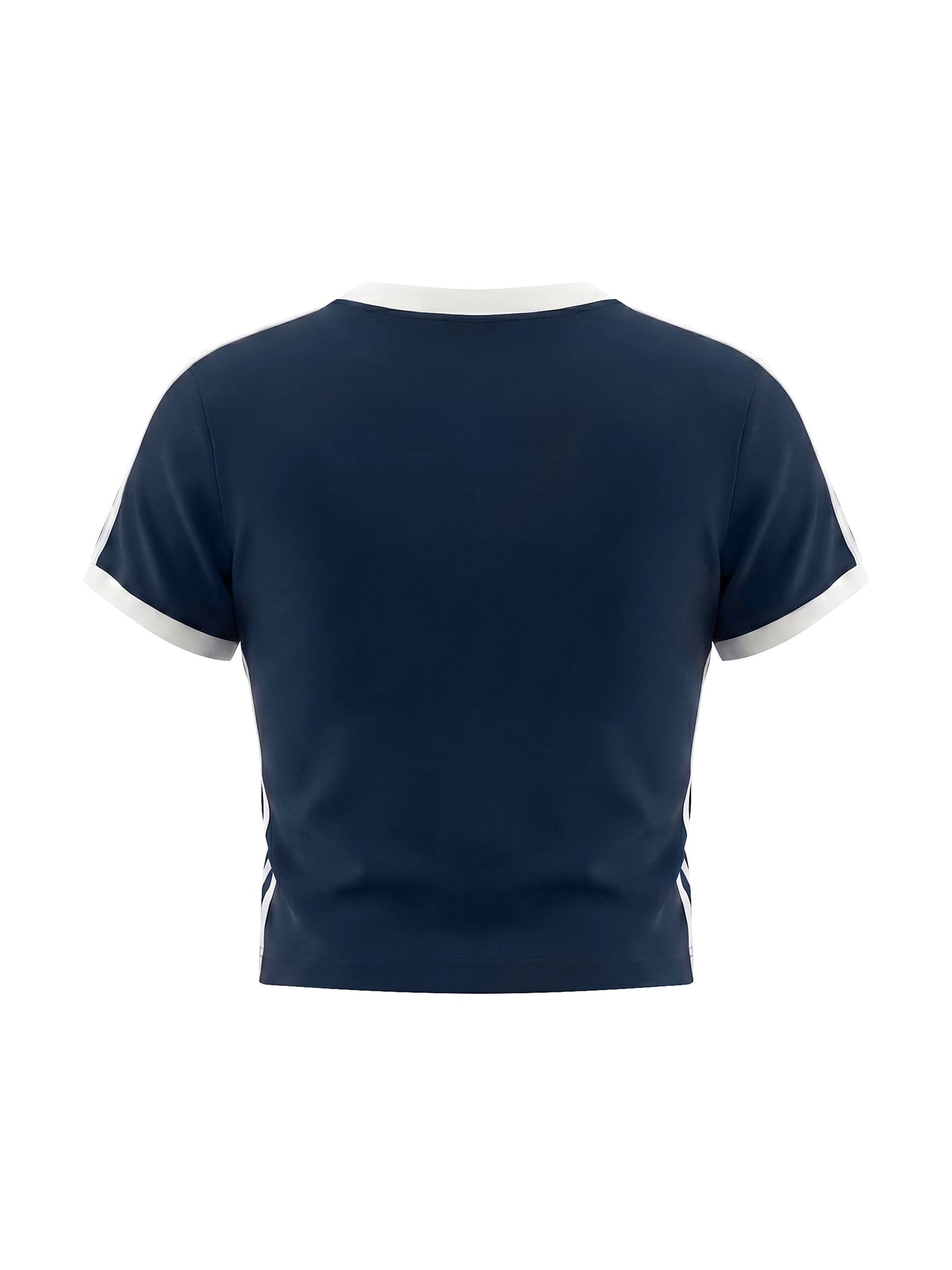 Women's Retro Binding V-Neck Crop T-Shirt